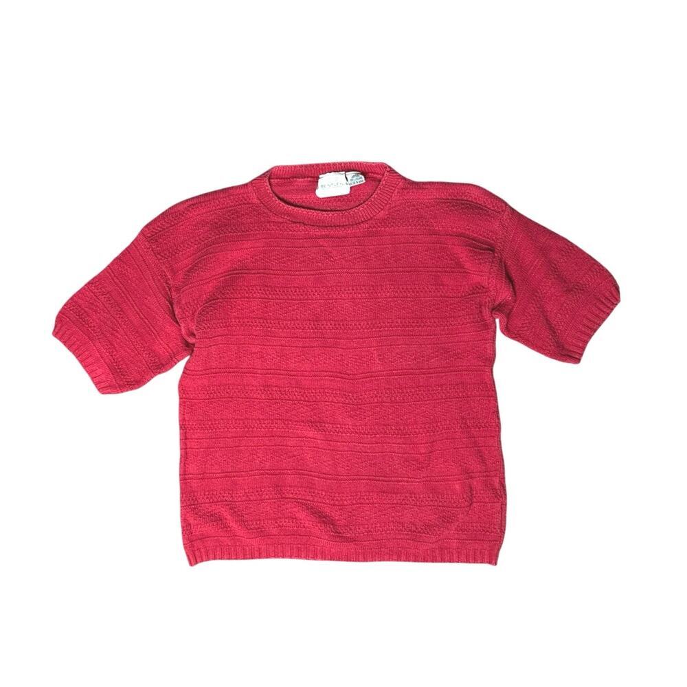 Bentley Red Short Sleeve Sweater Tee | 100% Cotton | Made in USA | Men’s Large